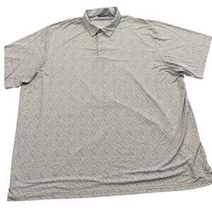 Roundtree & Yorke Polo Shirt Mens 4XLT White Floral Print Performance Golf